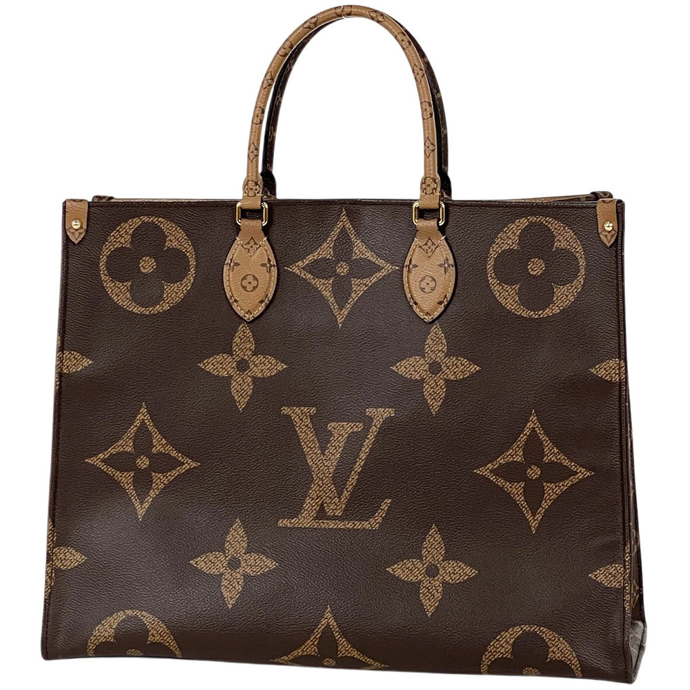 Louis Vuitton On The Go Shoulder Bag Monogram Giant Tote Reverse Brown